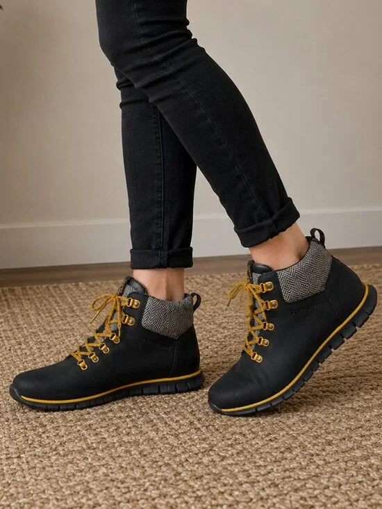 Cole Haan ZerøGrand Waterproof Hiking Boots Women's 8B Black Yellow WN002238