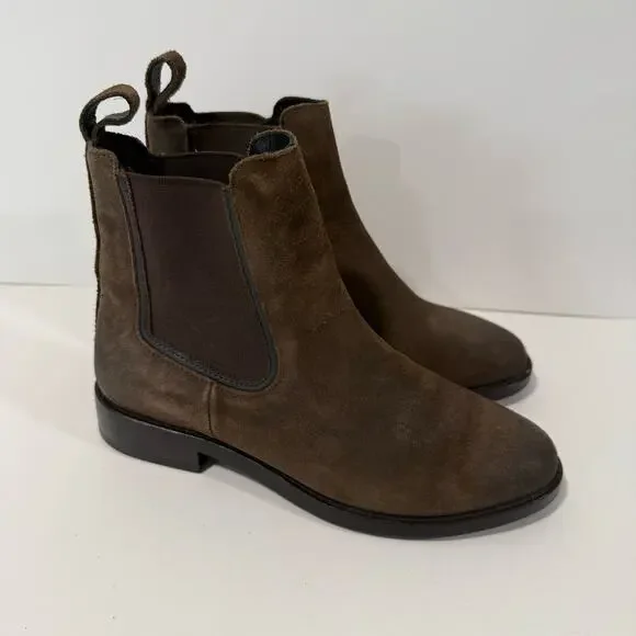 Thursday Boot Co Women's Boots Everyday Chelsea Pull On Brown Leather Suede‎ 5.5