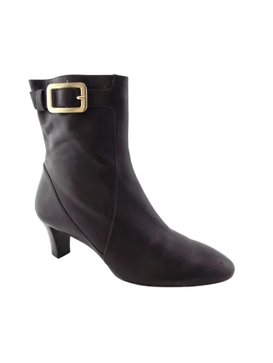COLE HAAN Nike Air Brown Leather Buckled Bootie Heels 6.5