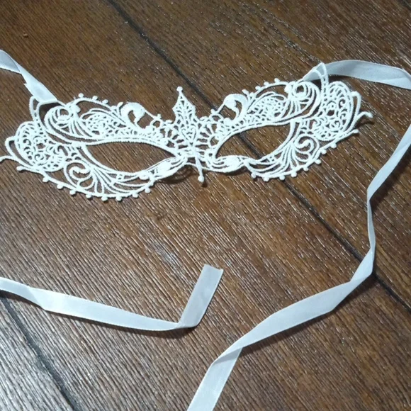 2/$16 Elegant White Lace Eye Mask with Ribbons