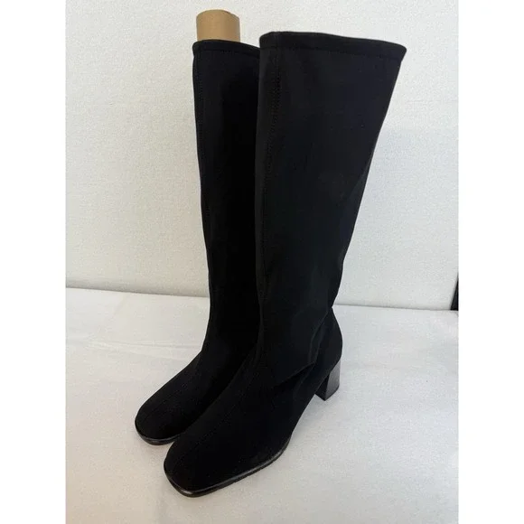 Vintage Peter Kaiser‎ Style 5008 Black Stretch Knee-High Boots Women's US 10.5