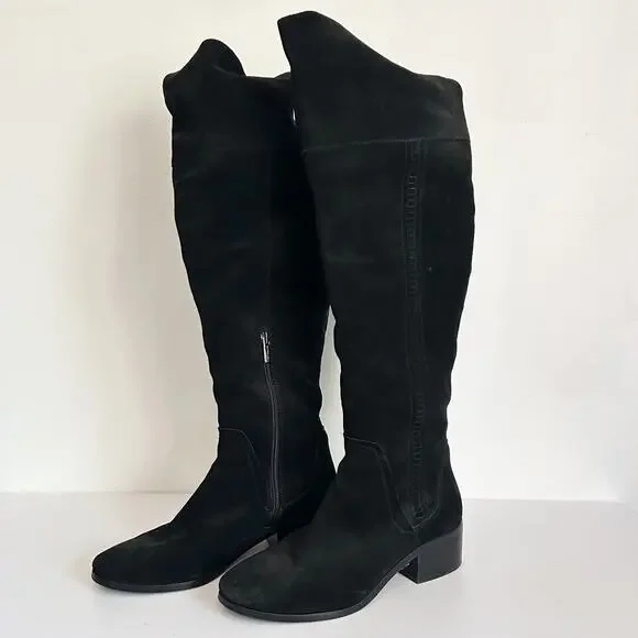 Vince Camuto Kreesell Knee High Suede Boots Black Size 8.5