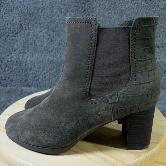 Clarks Ankle Boot Bayla Rose Womens Size 9 Suede Chelsea Size Zip Block Heel