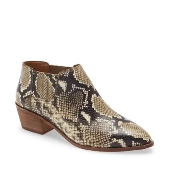 New Madewell Sonia Snake Embossed Chelsea Block Heel Ankle Boots Size 7.5