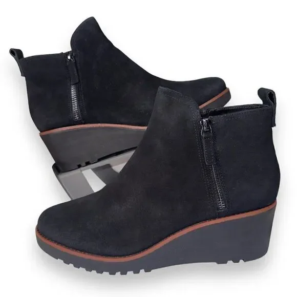 Sanctuary Evolve Wedge Black Suede Booties Women's 11M‎