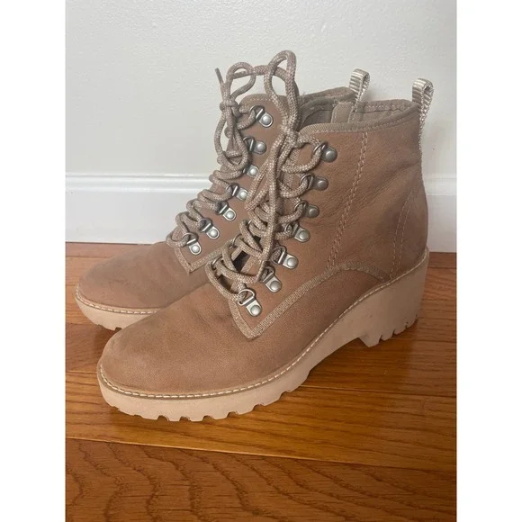 Dolce Vita Boots Womens Size 8.5 Tan Huey Hiker Lace Up Platform Zip Up Bootie‎