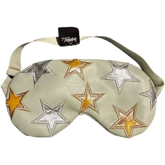 Free People x Understated Vegan Leather Travel Sleep Spa Eye Mask Gray Stars