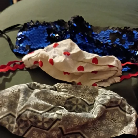 Sequin Blue and Black Mask,  Mask with heart, and Snowflake Masks