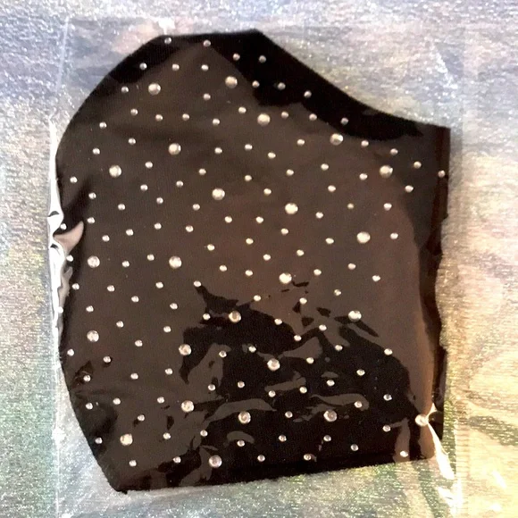 🔥 3/$15 Black Face Mask with Clear Rhinestones