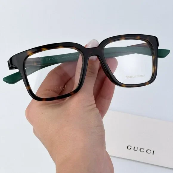 Gucci GG1738O 003 BRAND NEW Eyeglasses Havana Green Unisex Square