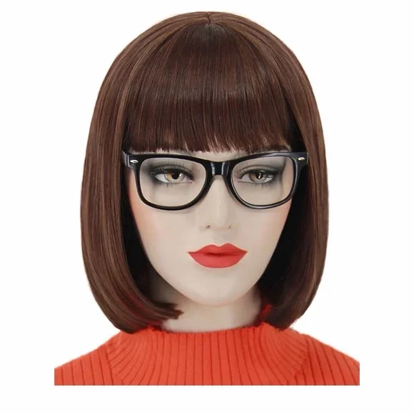 Brown‎ Bob Wig with Black Glasses