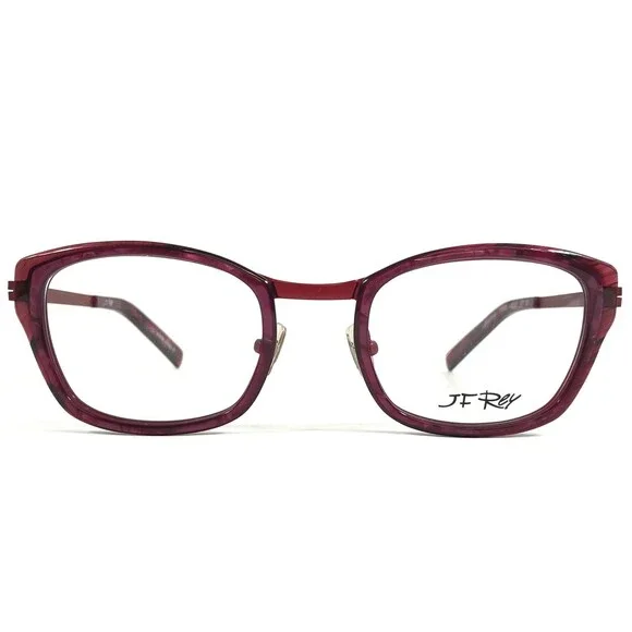 JF Rey Eyeglasses Frames JF2718 7535 Plum Red Acetate Square Full Rim 49-21-137