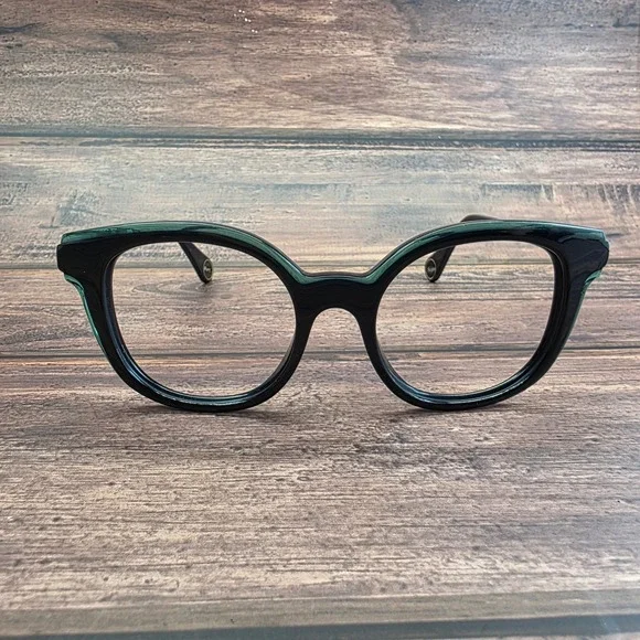 WOOW Paris Super Wavy 1 Eyeglasses Black Tortoise Teal 49-18-140 Col 0045