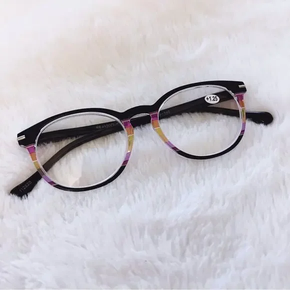 Zoe Black Multi-Color Round Reader Glasses