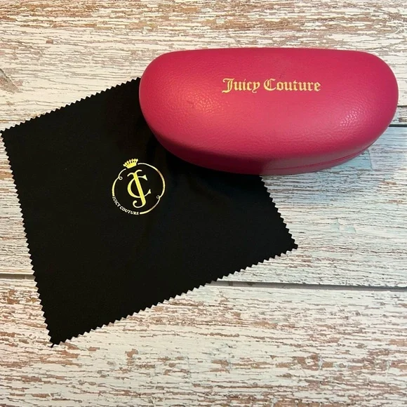Juicy Couture Fuchsia Glasses Case with Cleaning Cloth