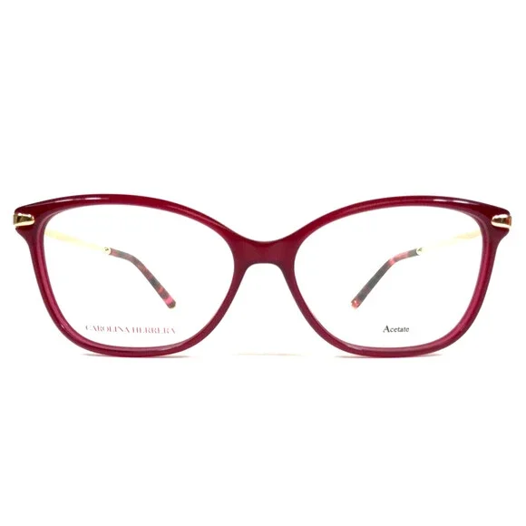 Carolina Herrera Eyeglasses Frames HER0195 6K3 Burgundy Gold Cat Eye 54-14-145