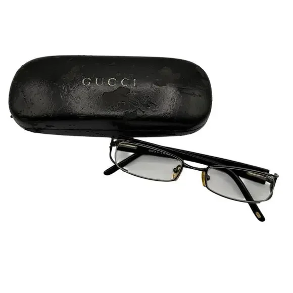 Gucci Eyeglasses Frames Only Skinny Lens W Case Fair Condition