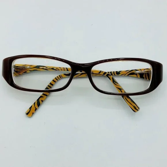 Tempo Eyeglasses Frames Only WP 5022 BR 49-15-125 Tiger Stripe Brown Full Rim