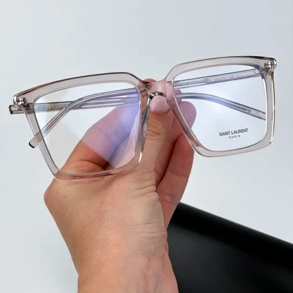 Saint Laurent SL474OPT 003 BRAND NEW Eyeglasses Transparent Nude Square Unisex