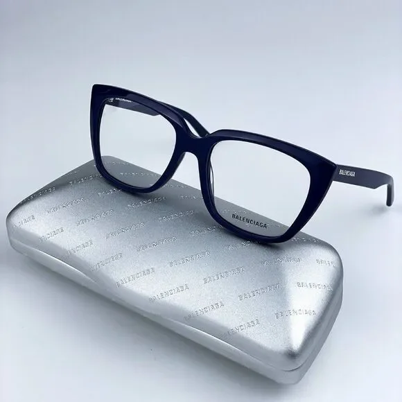 SALE! NEW Balenciaga BB0062O 006 Dark Blue Logo Square Women Eyeglasses