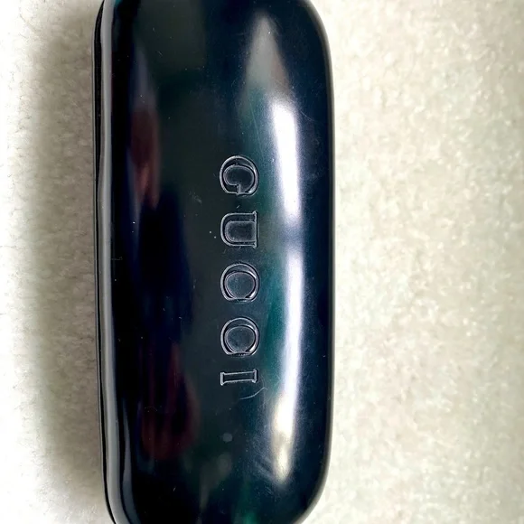 Authentic Gucci Glasses case- black- with embossed “GUCCI” on front/top