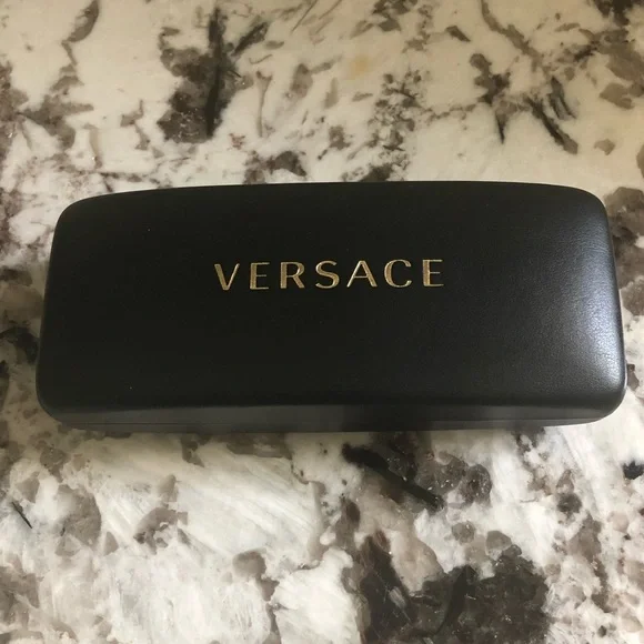 Versace Hard Clamshell Sunglass Eyeglass Case with Gold Logo