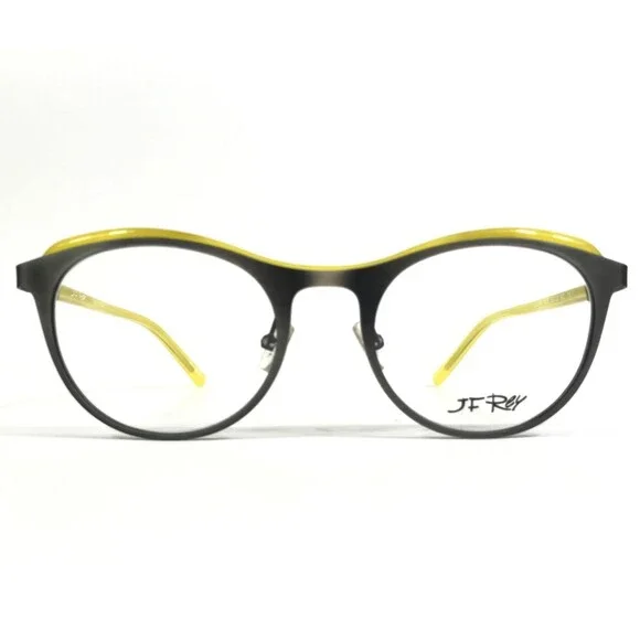 JF Rey Eyeglasses Frames JF2790 1550 Brushed Silver Yellow Cat Eye 50-20-143