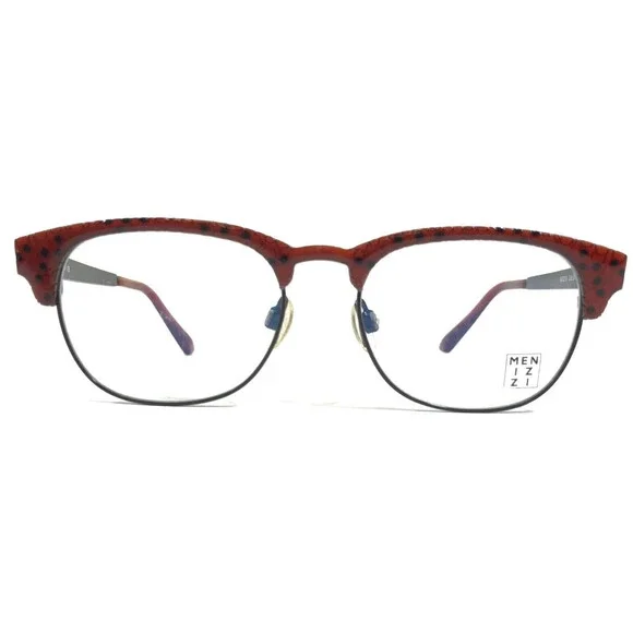 Menizzi Eyeglasses Frames M3018 Col.01 Black Red Spotted Square 46-17-143