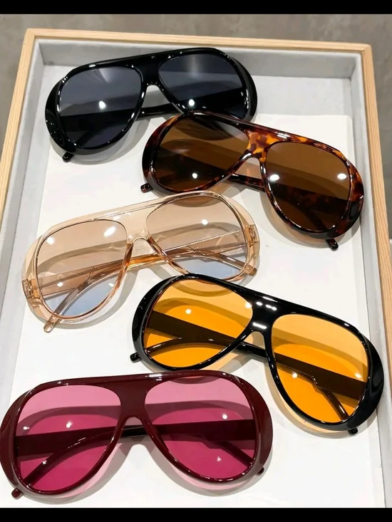 Aviator Fashion Sunglasses - Black, Tortoise, Champagne, Amber, Burgundy