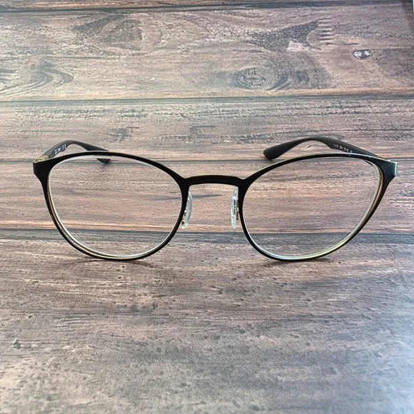 Ray-Ban RB 6355 2994 Liteforce Matte Black Gold Round Eyeglasses 50-20-145