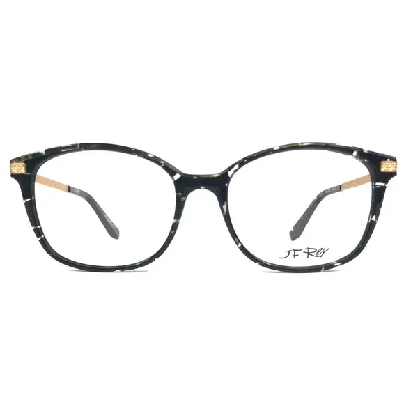 J.F. Rey Eyeglasses Frames JF1352 0050 Marble Black Gold Square 54-18-146
