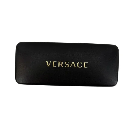Versace Black‎ Leather Eyeglasses Case Gold Logo