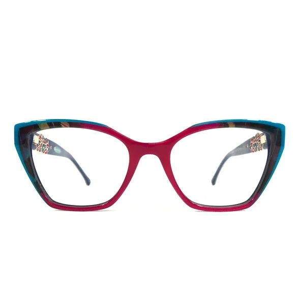 CCS by Coco Song Eyeglasses Frames PINK HORSE Col. 3 Blue Red Cat Eye 52-19-145