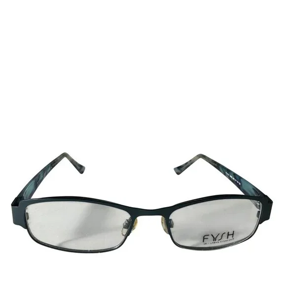 Fysh Urban Eyewear Eyeglasses 51-18-135 3480 Aqua/Blue Rectangle Frames Only UK