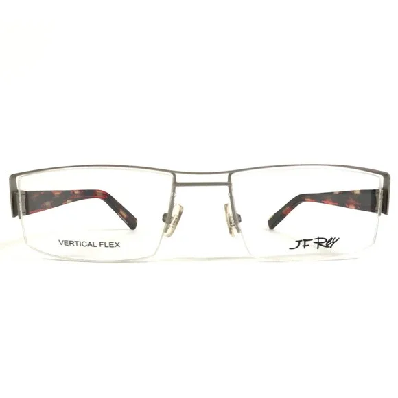 J.F. Rey Eyeglasses Frames JF2421 1035 Silver Burgundy Line 54-18.7-125