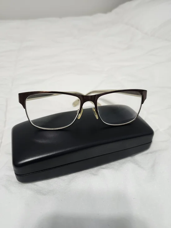 Burberry Brown and Gold Semi-Rim Eyeglasses