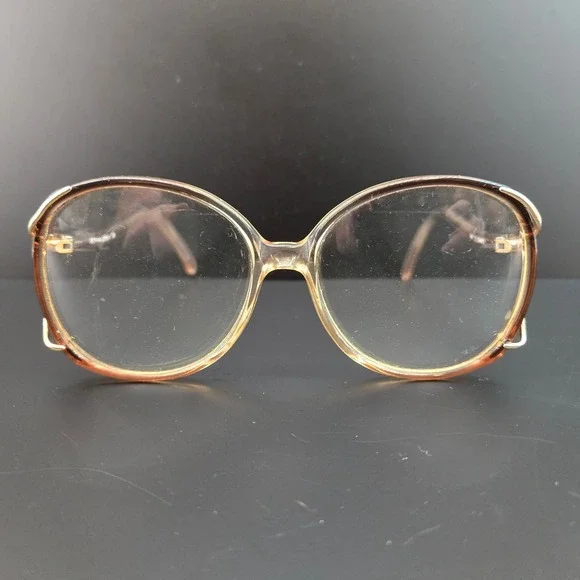 Sophia Loren Zyloware 040 29 Vintage Oversized Oval Eyeglasses Frames Peach Gold