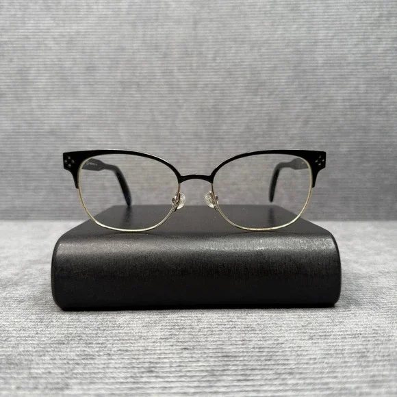 Chloe CE2131 752 Cat Eye Y2K Eyeglasses Black Gold Metal Frame Italy 53-17-140
