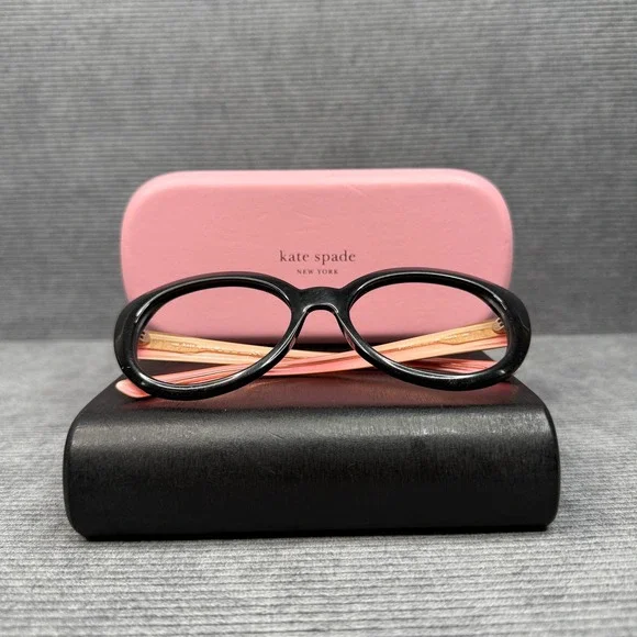 Kate Spade New York Cherie Black Pink Round Cat Eye Y2K Eyeglasses 56-19-140Case