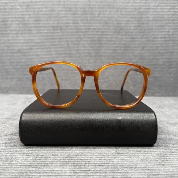 Vintage Amber Tortoiseshell Round Y2K Eyeglass Frames 54-18-145 Retro Panto Vtg