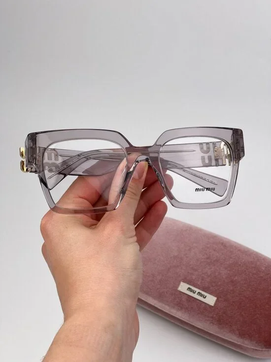 Miu Miu Women’s Eyeglasses Transparent Mauve Square Frames MU04UV 12W1O1 NEW