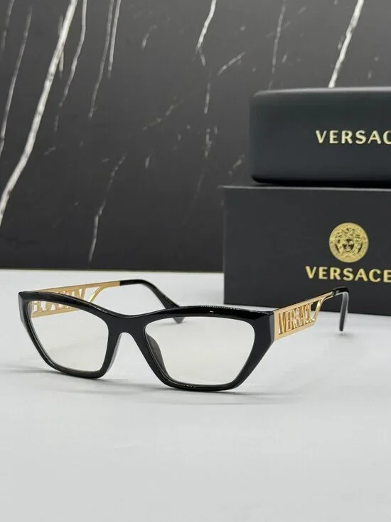 Versace VE3327U GB1 Black Gold Cat Eye Women Eyeglasses Authentic NEW