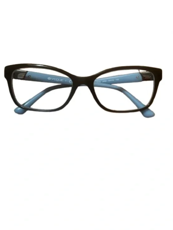 Vogue Black Front Eyeglasses with Light Blue Embellished Temples
