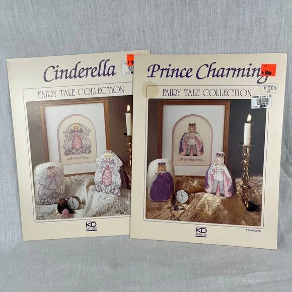 KD Artistry Cinderella & Prince Charming Cross Stitch Patterns‎ Fairy Tale VTG