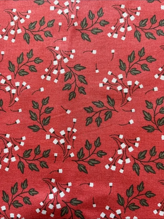Emma & Mila Floral Sprig Red Cotton Fabric