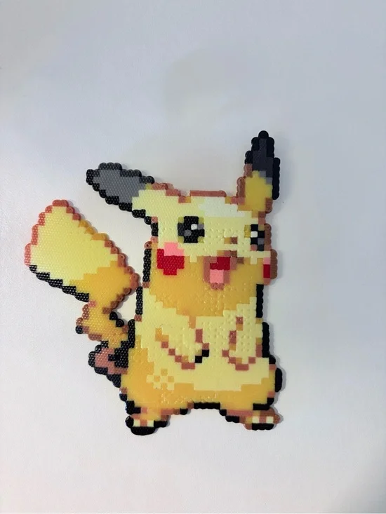 Pokemon Pikachu Perler Bead Pixel Art Magnet - Yellow, Black, Red