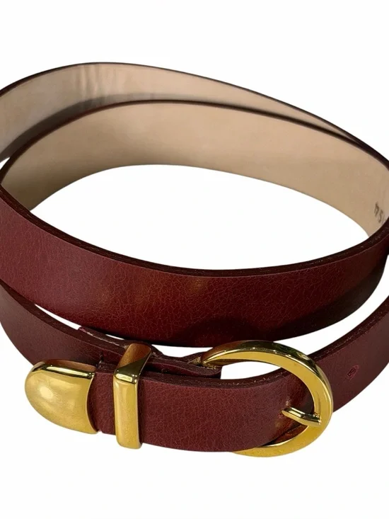 Streets Ahead Women's Brown Leather Belt with Gold Buckle Made In Italy Italian