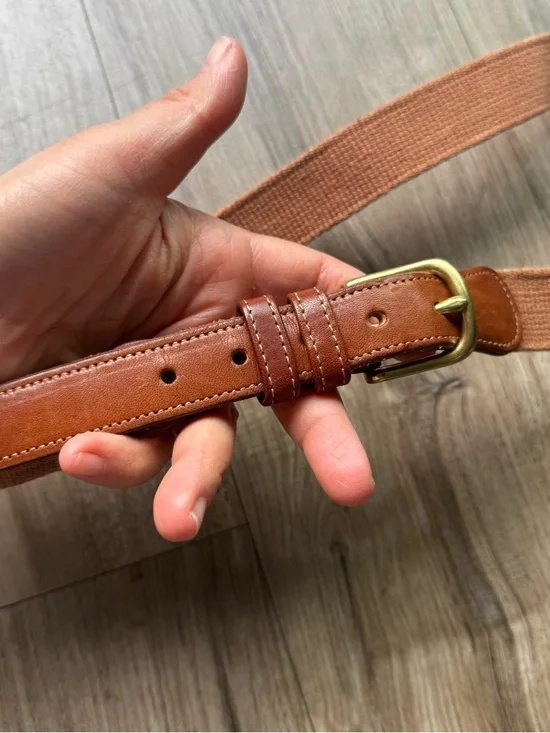 Coach Vintage brown Twill & Brown Leather Belt 36