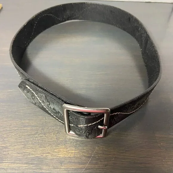 Express Genuine Leather Embossed Belt – Black – Women’s XS