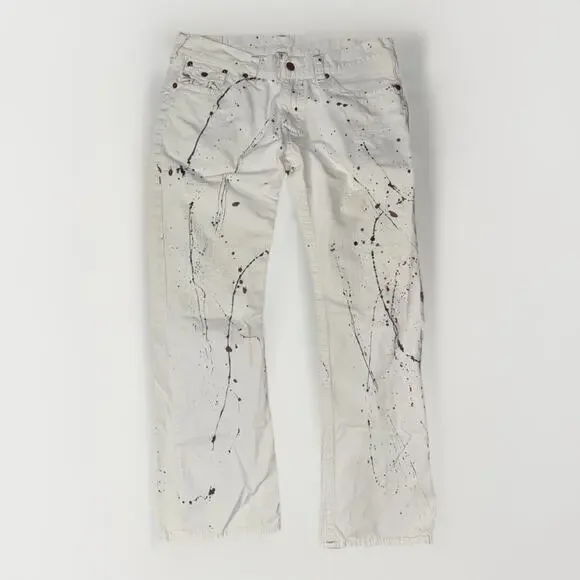 True Religion White Paint Splatter Jeans 40x33